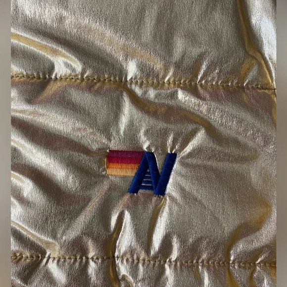 Gold Puffer Jacket with Logo - Picture 3 of 10